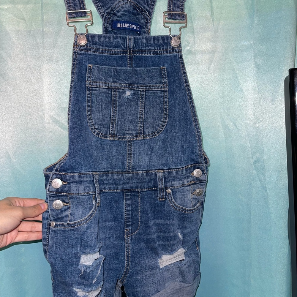 jean short overalls